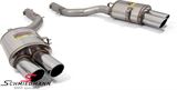 983046-26K2  Sport rear silencer set R+L.-side+X-pipe, stainless steel Supersprint tailpipes 4 X 90MM round (With E.E.C. homologation)