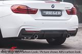 00088072 BMW F36 LCI -  Rieger rear skirt insert incl. aluminium mesh for M-Tech. rear bumper, for single tail pipe R.+L.-side, high gloss black