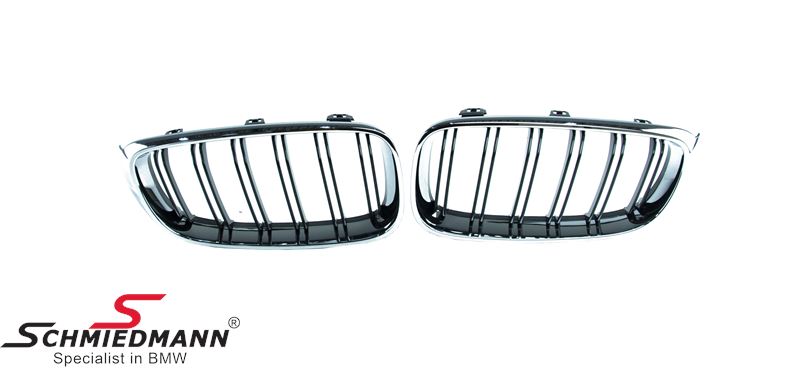 Kidney set with chrome frames and double black grill spokes