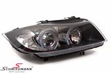 FKFSBM010043  Headlights set facelift 2008LCI look, angel eyes rings+white facelift look LED indicators