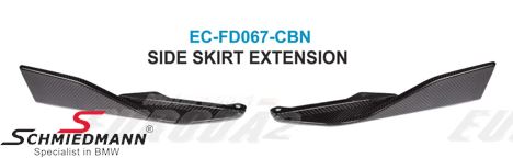 Sideskirt extention set in genuine carbon fiber - To be installed under the original sideskirts