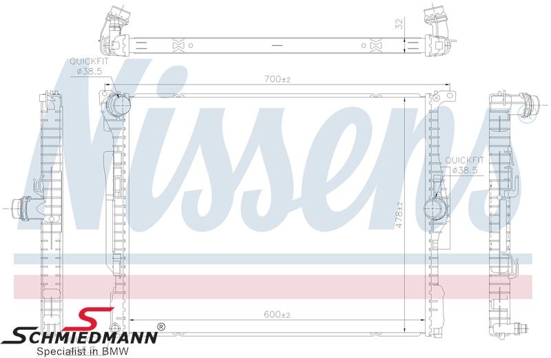 Radiator - 17118652495, 17 11 8 652 495, 8652495, 17118652495N