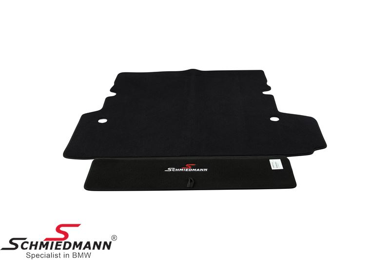 Trunk mat black fabric with Schmiedmann logo