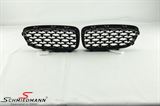 NSF1011DIA BMW F11 -  Kidney set gloss black with chrome slats in diamond pattern