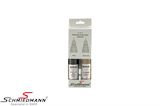 SCM2TUPSA90-B90 MINI R56 -  Schmiedmann touch up quality paint stick including clear coat -paint repair touch up and brush set- SOPHISTOGRAU A90/B90 - 2X15ml. Cellulose-based