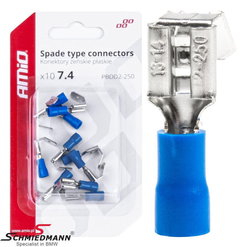 Spade type connectors female/male - 7.4/6.3mm, 1.5-2.5mm2, 15A, 10 pcs