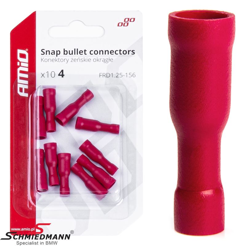 Snap bullet connectors female - 4mm, 0.5-1.5mm2, 10A, 10 pcs