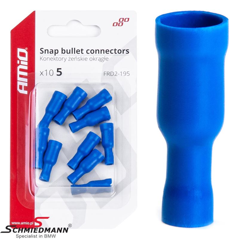 Snap bullet connectors female - 5mm, 1.5-2.5mm2, 15A, 10 pcs