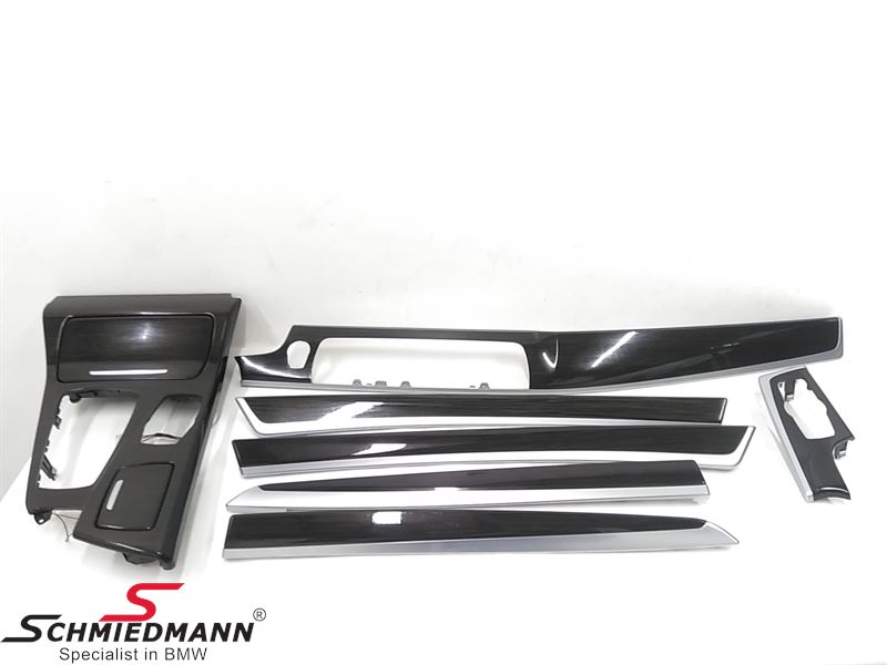 Interior molding set "Fine-wood version, Fineline, anthracite" for doors/center console and dashboard