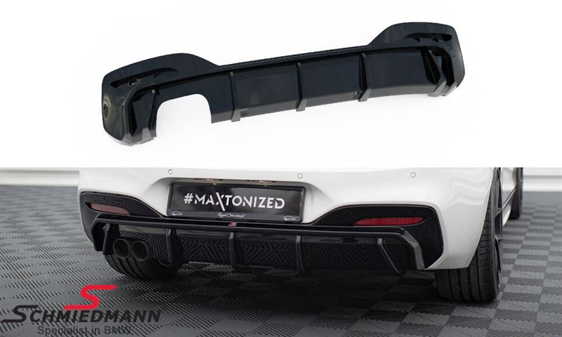 Maxton Design central diffuser, rear, dual exhaust left side, gloss black