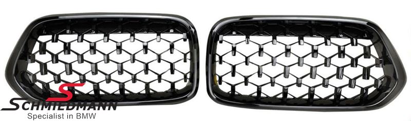 Kidney set - high gloss black, diamond grill