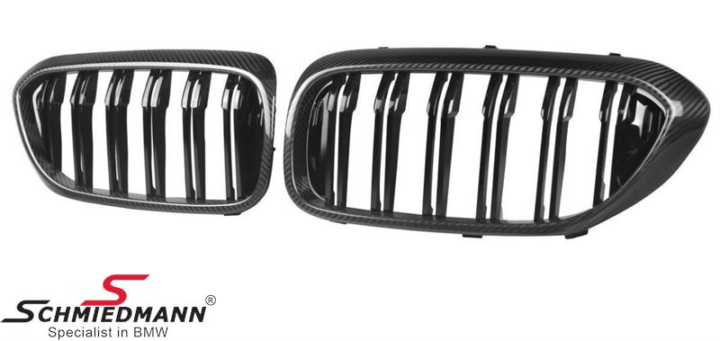 Kidney set -EVO design- black high gloss double grill spokes and Carbon frame