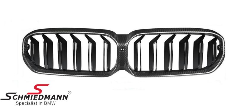 Kidney set -EVO design- black high gloss double grill spokes and Carbon frame