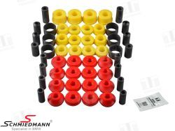 Complete rear suspension bushing set, polyurethane