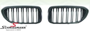 Kidney set - shiny black, double ribbed -MOTORSPORT III-