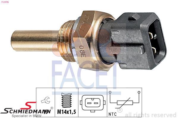 Temperature sensor - for coolant, 2-pole plug, with gasket