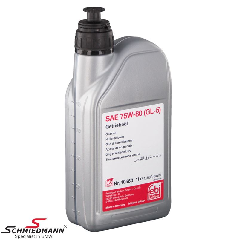 Transmission oil - for manuel transmission, SAE 75W-80 (GL-5), 1L