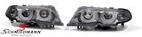 FL3D46N  Headlights H1+H7 chrom -3D- LED angel eyes with built-in indicators and DRL look
