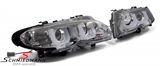 FL3D46N  Headlights H1+H7 chrom -3D- LED angel eyes with built-in indicators and DRL look