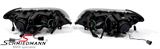 FL3D46N  Headlights H1+H7 chrom -3D- LED angel eyes with built-in indicators and DRL look