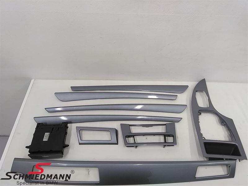 Interior moulding set "04BX INTERIOR STRIPS, HIGH-GLOSS, GREY" for doors/center console and dashboard