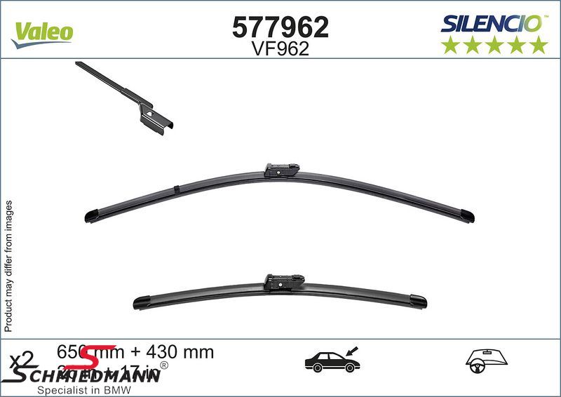 Wiper blade set, front