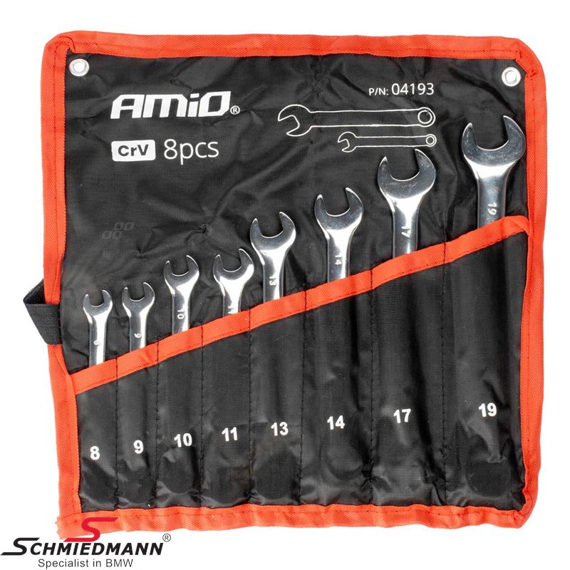 Open end spanner set 8-19mm, 8 pcs. 