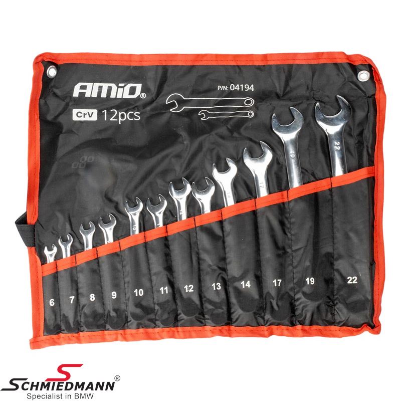 Open end spanner set 6-22mm, 12 pcs. 