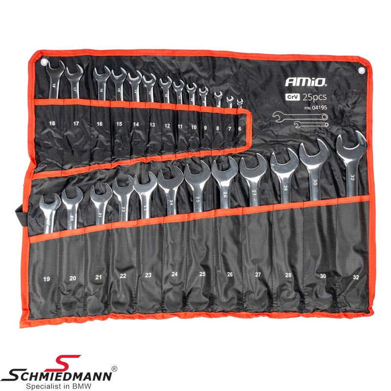 Open end spanner set 6-32mm, 25 pcs. 