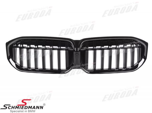 Kidney set - Complete, gloss black, single ribbed -MOTORSPORT I-