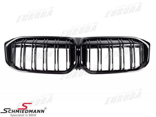 Kidney set - Complete, gloss black, double ribbed -MOTORSPORT III-