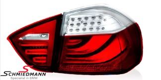 Taillight set 3D LED light bar design, red/white - Chrome base