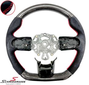 MINI Sports Steering Wheel - Suede with Genuine Carbon, Red Stitching