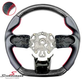 MINI Sports Steering Wheel - Perforated leather with Genuine Carbon, Red Stitching