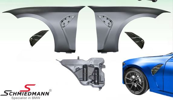 Front Fender Set - Motorsport III - Steel with Gloss Black Intake Vents and Grilles - Includes Washer Fluid Reservoir