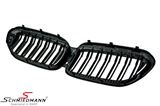 NSG3031MBDGMK BMW G30 -  Kidney set - Complete, matte black, double ribbed