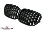 NSF0102DG BMW F02 -  Nieren Satz komplett matt schwarz mit doppelt Grills 