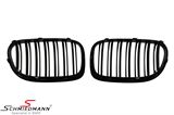 NSF0102DG BMW F02 -  Nieren Satz komplett matt schwarz mit doppelt Grills 