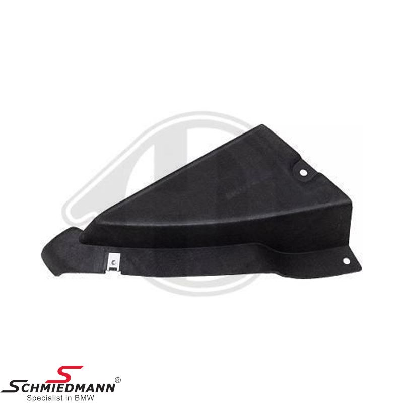 Plastic undercarriage cover, left corner part