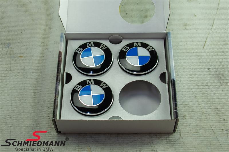 -DEMO- Center cap set (4 pcs.) "floating" inclusive emblem with chrome ring (Missing part)