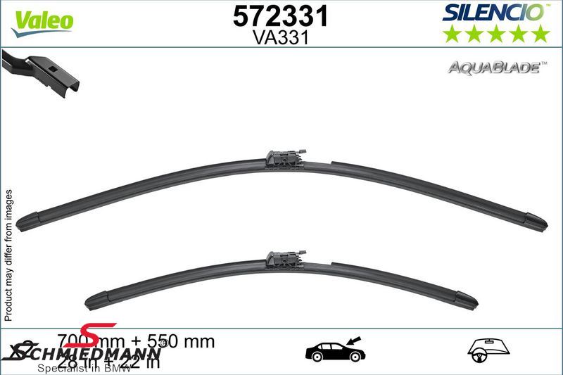 Wiper blade set, front