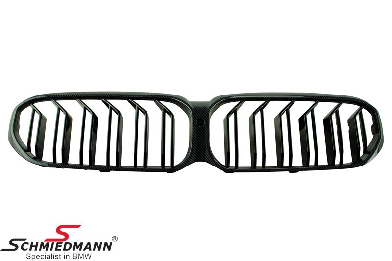 Kidney set, carbon look, with double grille