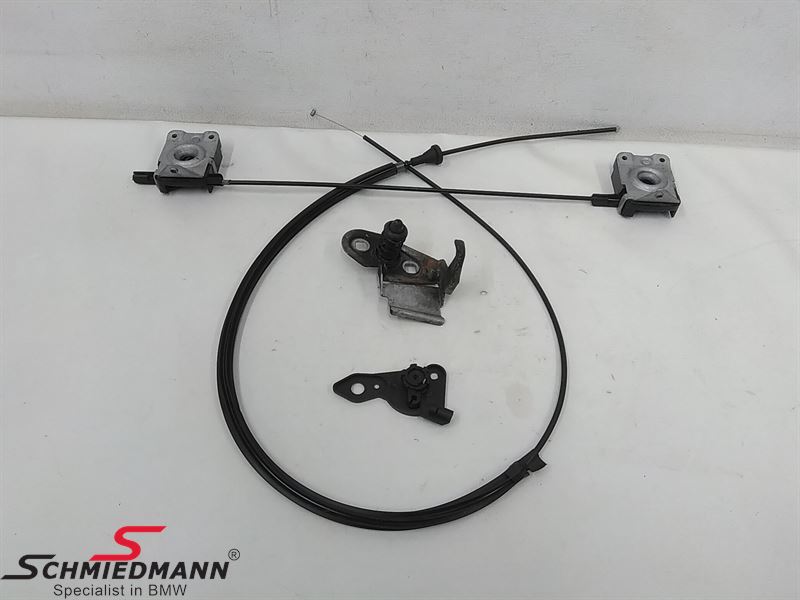 Bonnet lock set with cable