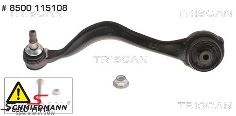 Wishbone front left side - lower front, aluminium with rubber mounting