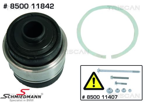 Ball joint rear - for wheel carrier, with snap ring