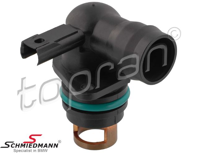 Angle connector with heating element for intake manifold