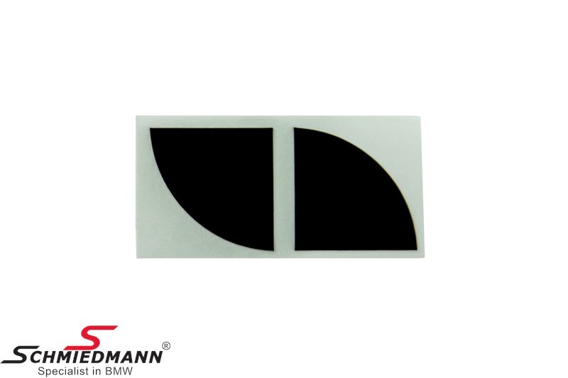 Black design high quality stickers set radius 19MM, for installation on original wheel emblems (set for 1 wheel emblem)