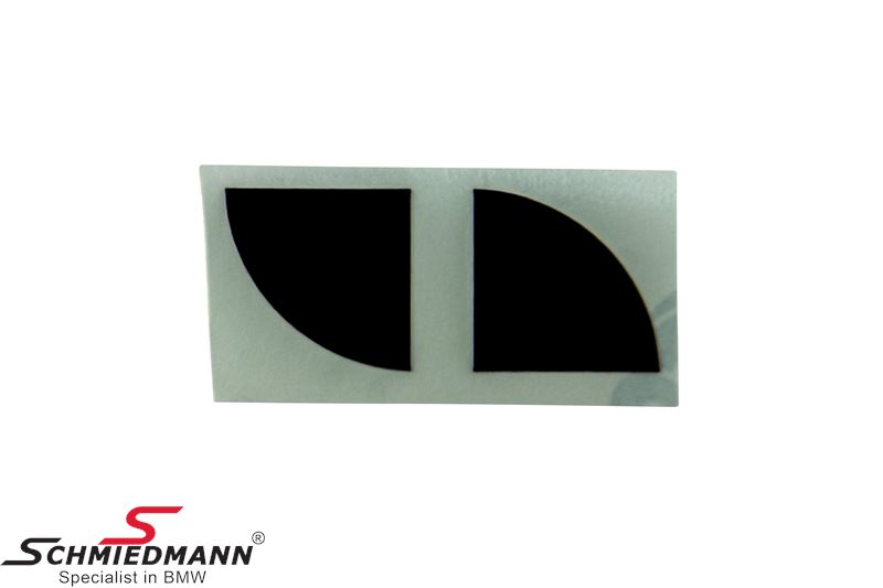 Black design high quality stickers set radius 18MM, for installation on original wheel emblems (set for 1 wheel emblem)
