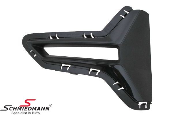Side grille for front bumper, open - left side, black