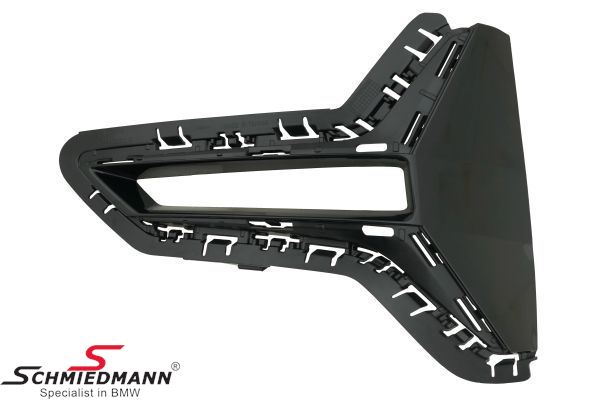 Side grille for front bumper, open - right side, black - Luxury